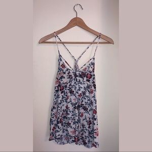 AE White Floral Tank Top